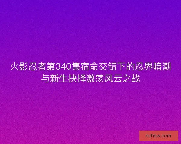 火影忍者第340集宿命交错下的忍界暗潮与新生抉择激荡风云之战